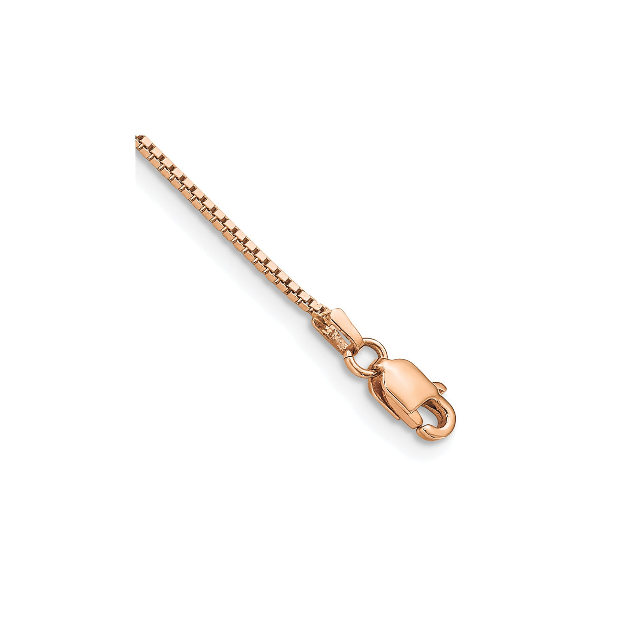 14K Rose Gold 0.95 mm Box Chain Bracelet, Polished alternate angle
