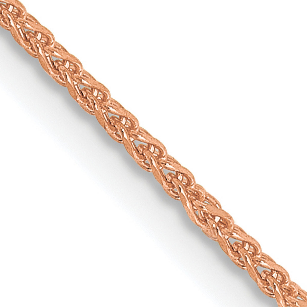 14K Rose Gold 1.25 mm Polished Chain Necklace, Solid detail view