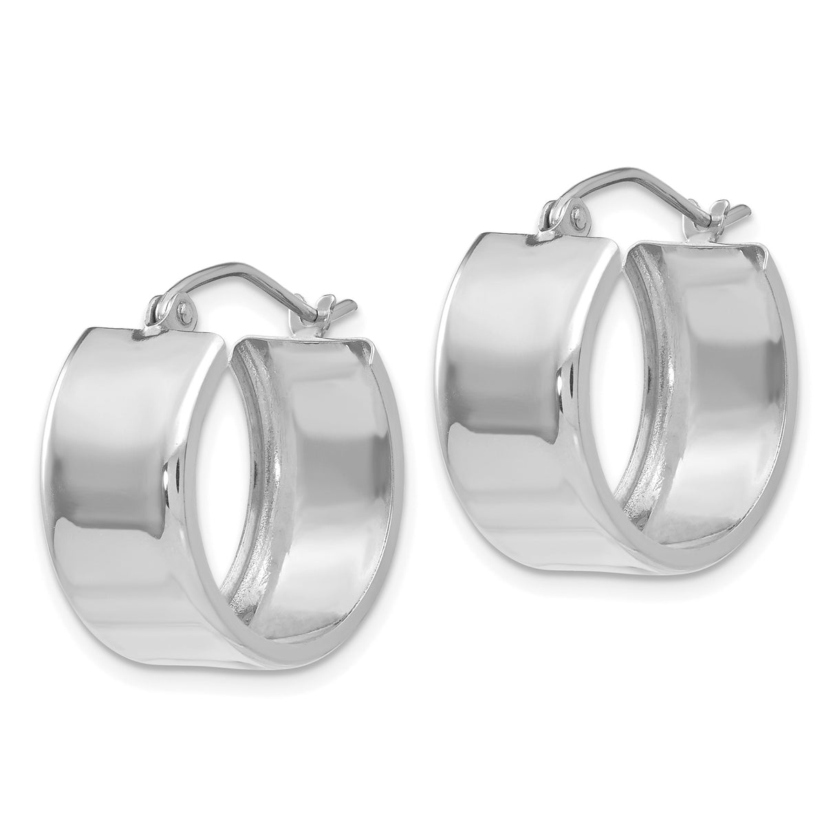 14k White Gold Hoop Earrings, Classic Round Design with Polished Finish, Lightweight and Minimalist