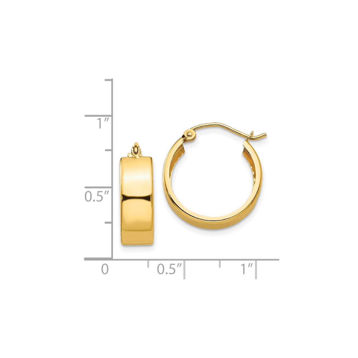 14k Yellow Gold Hoop Earrings, Classic Round Design with Hinged Back, Polished Finish