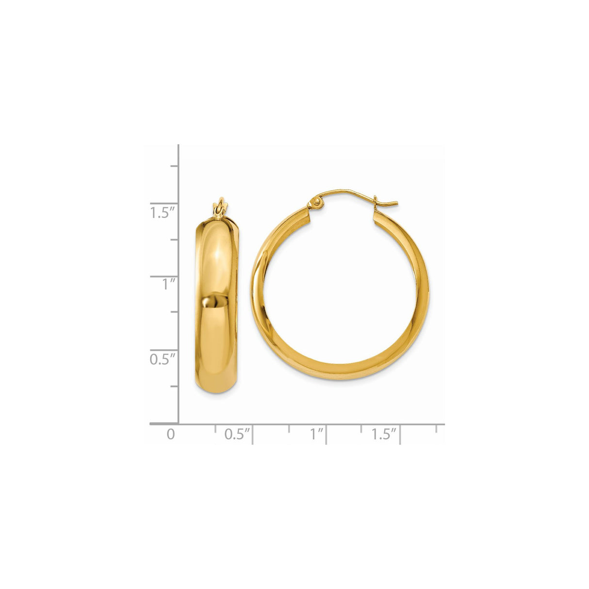 14k Yellow Gold Hoop Earrings, Classic Polished Round Design, Minimal Timeless Style