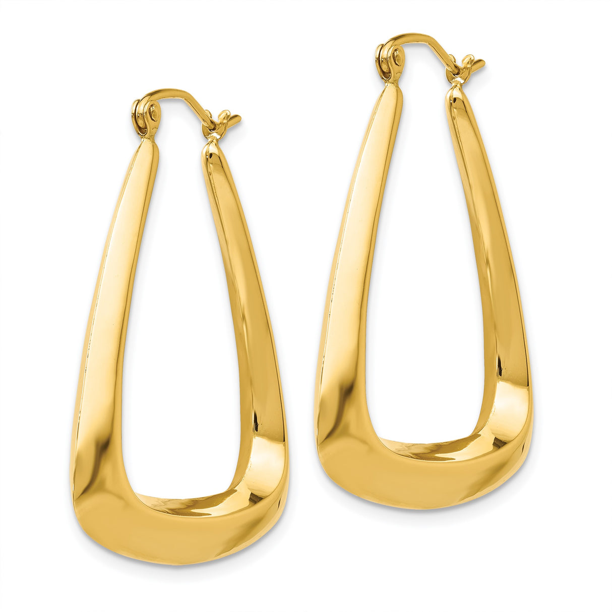 14k Yellow Gold Hoop Earrings, Geometric Triangular Design, Modern Minimalist Style for Women