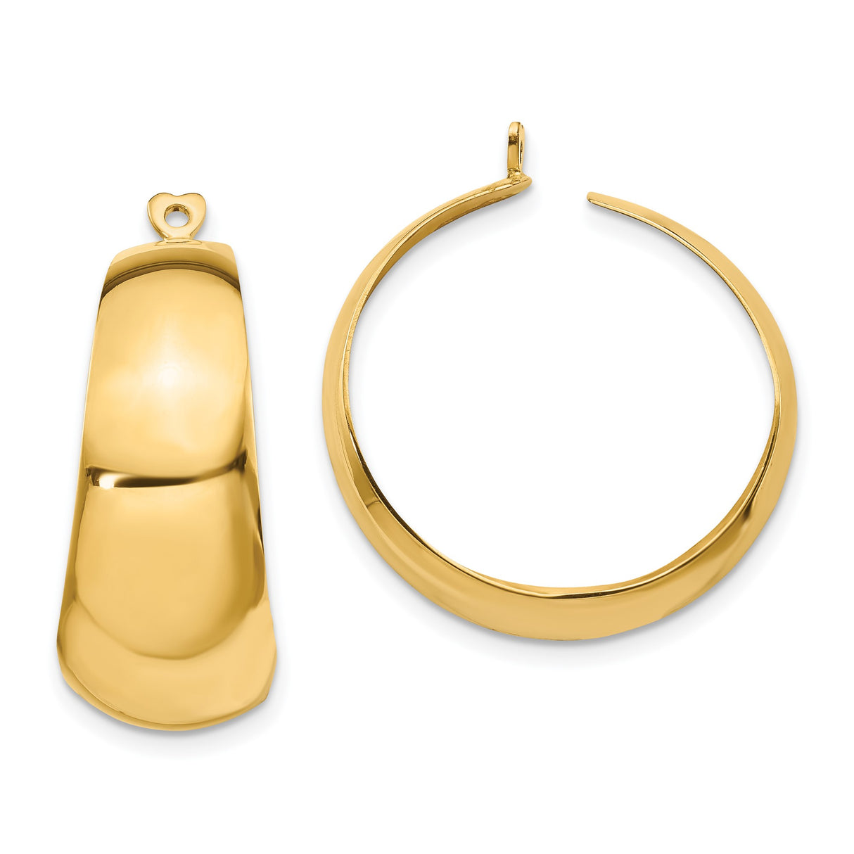 14k Yellow Gold Hoop Earrings, Classic Tapered Design, High Polish Finish, Minimalist Style for Women