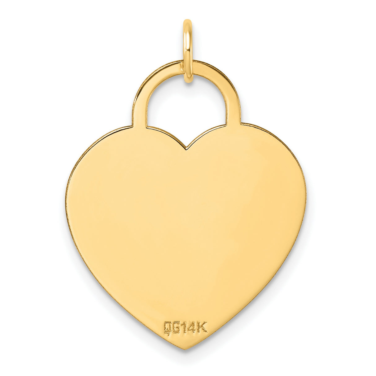 14k Yellow Gold Heart Lock Pendant, Engravable Symbolic Charm for Women