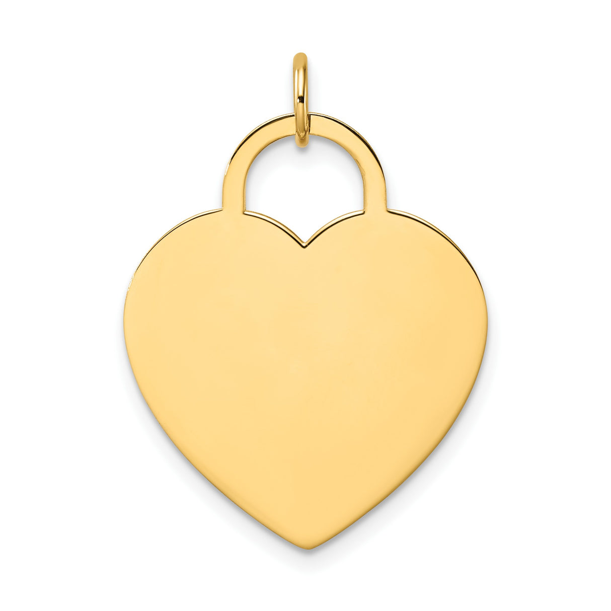 14k Yellow Gold Heart Lock Pendant, Engravable Symbolic Charm for Women