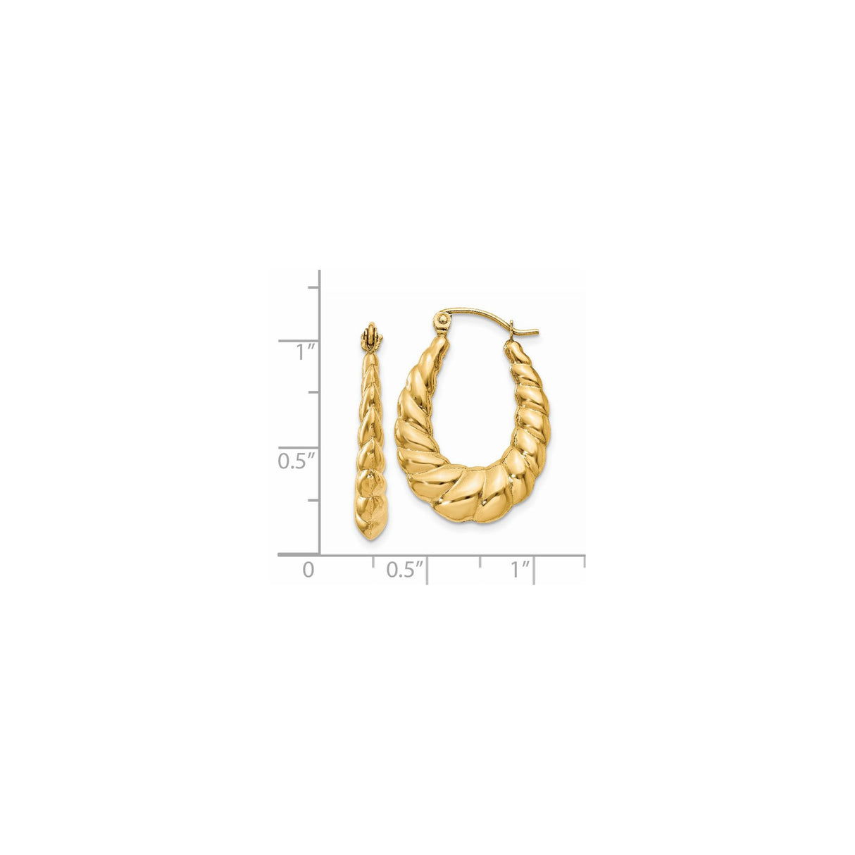 14k Yellow Gold Hoop Earrings with Twisted Braided Rope Design and High Polish Finish