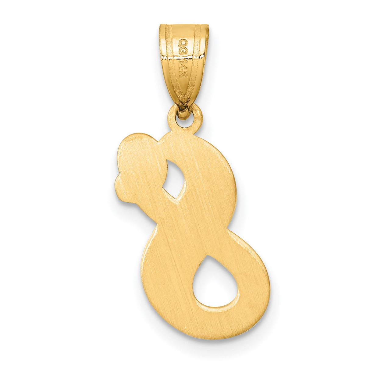 14k Yellow Gold Script Initial S Pendant with Raised Border Detail
