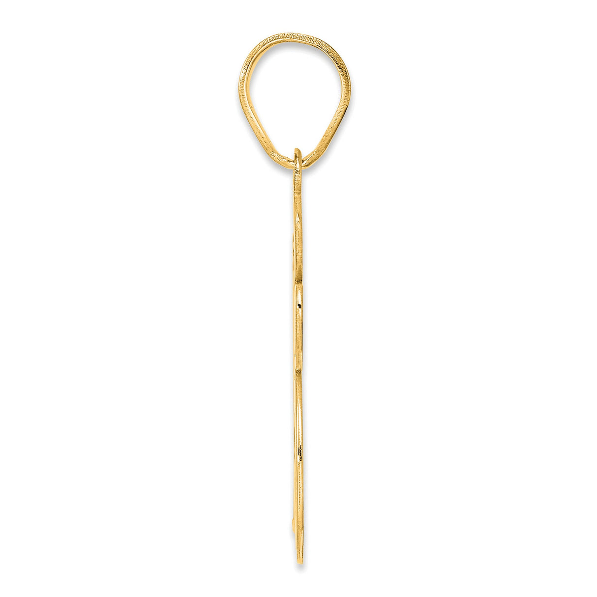 Brushed Border Script Number 15 Charm Pendant in Real 14k Yellow Gold