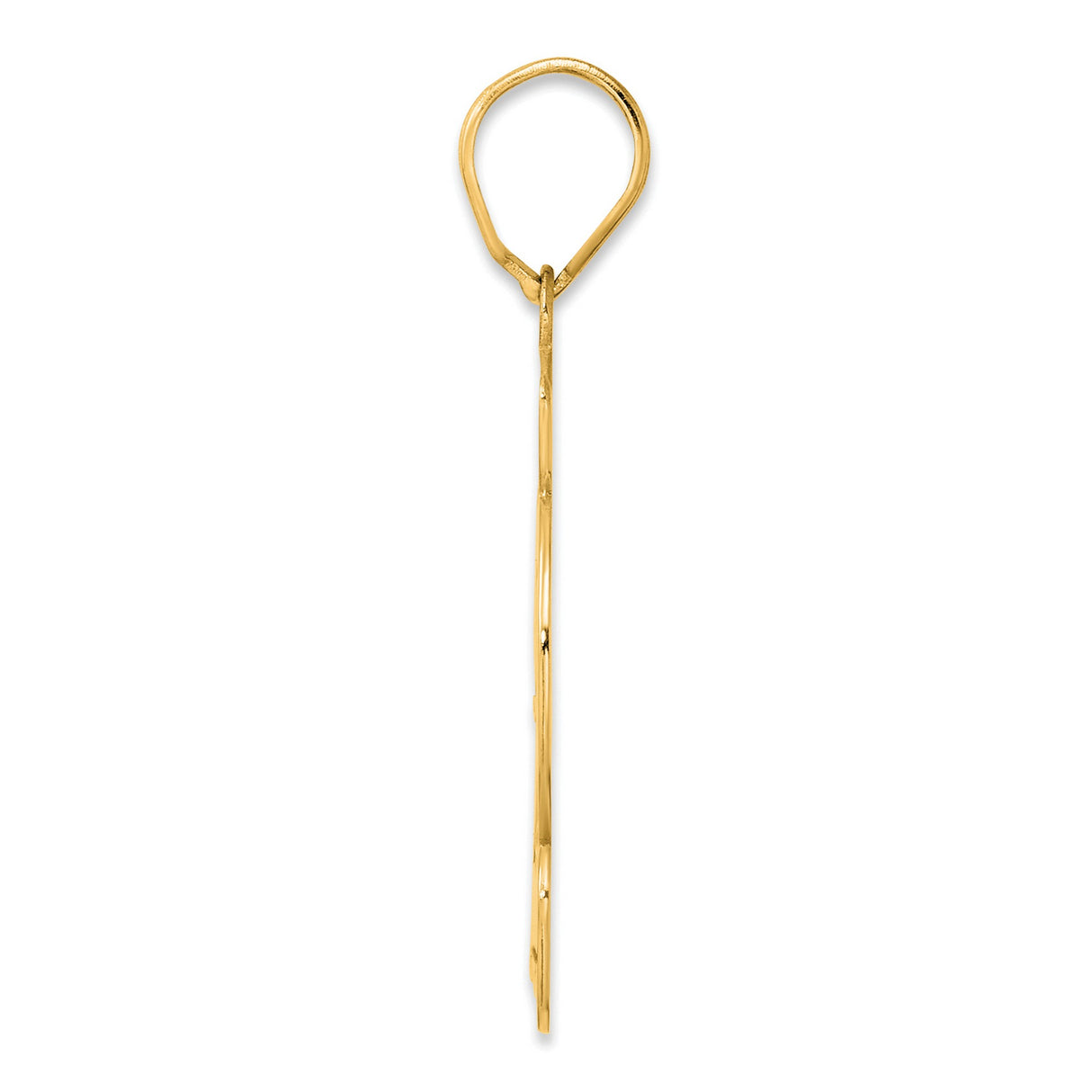 Brushed Border Script Number 22 Charm Pendant in Real 14k Yellow Gold