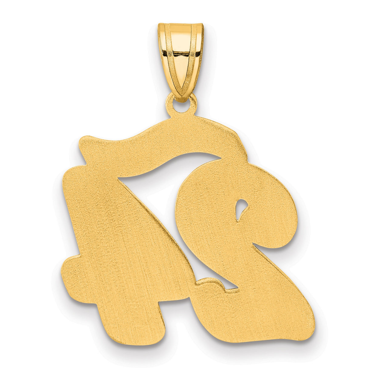 Brushed Border Script Number 24 Charm Pendant in Real 14k Yellow Gold