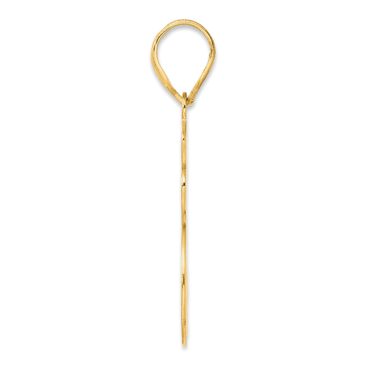 Brushed Border Script Number 25 Charm Pendant in Real 14k Yellow Gold