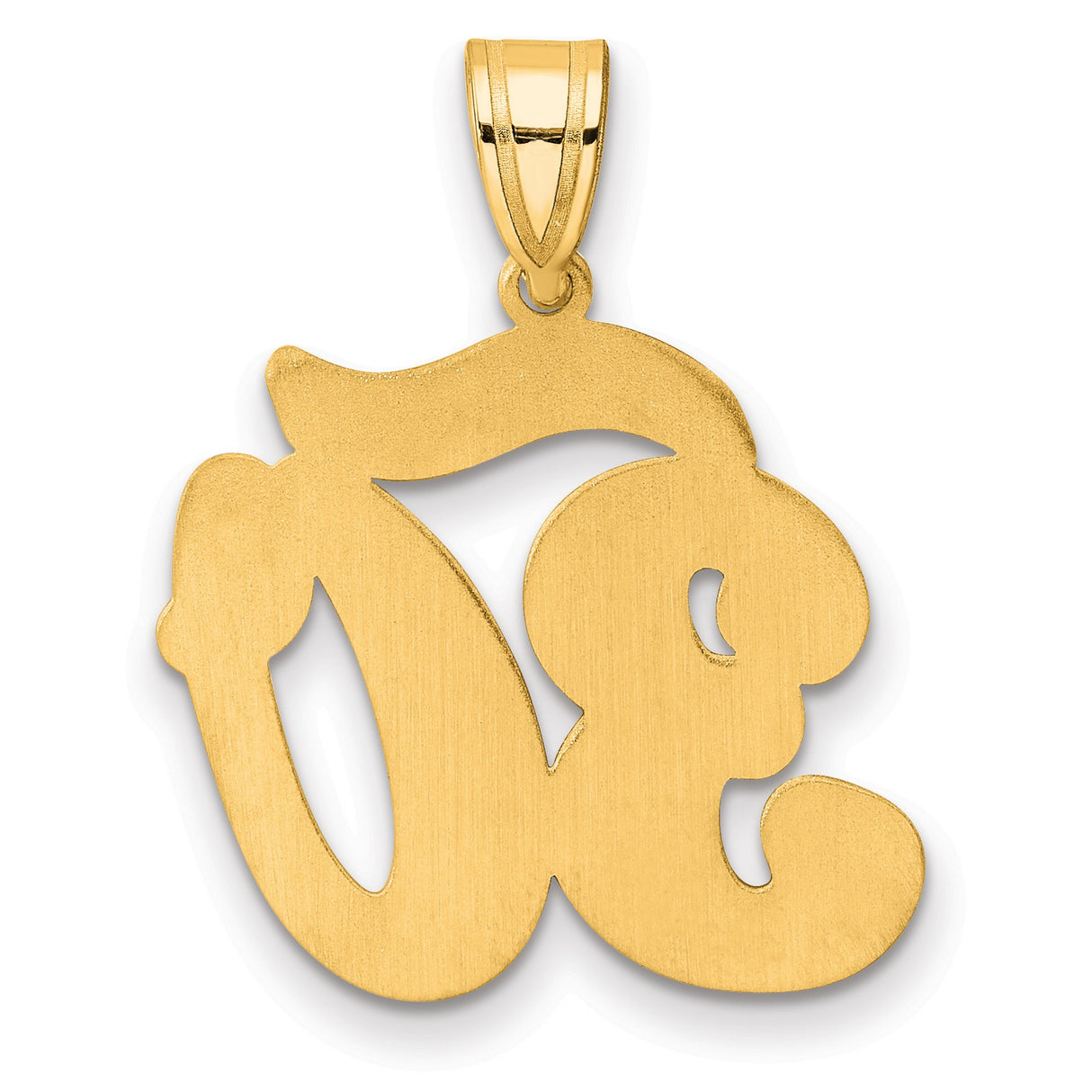 Brushed Border Script Number 30 Charm Pendant in Real 14k Yellow Gold