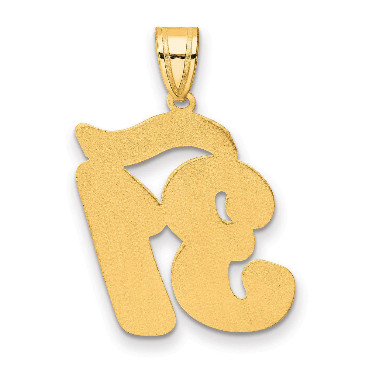 Brushed Border Script Number 31 Charm Pendant in Real 14k Yellow Gold