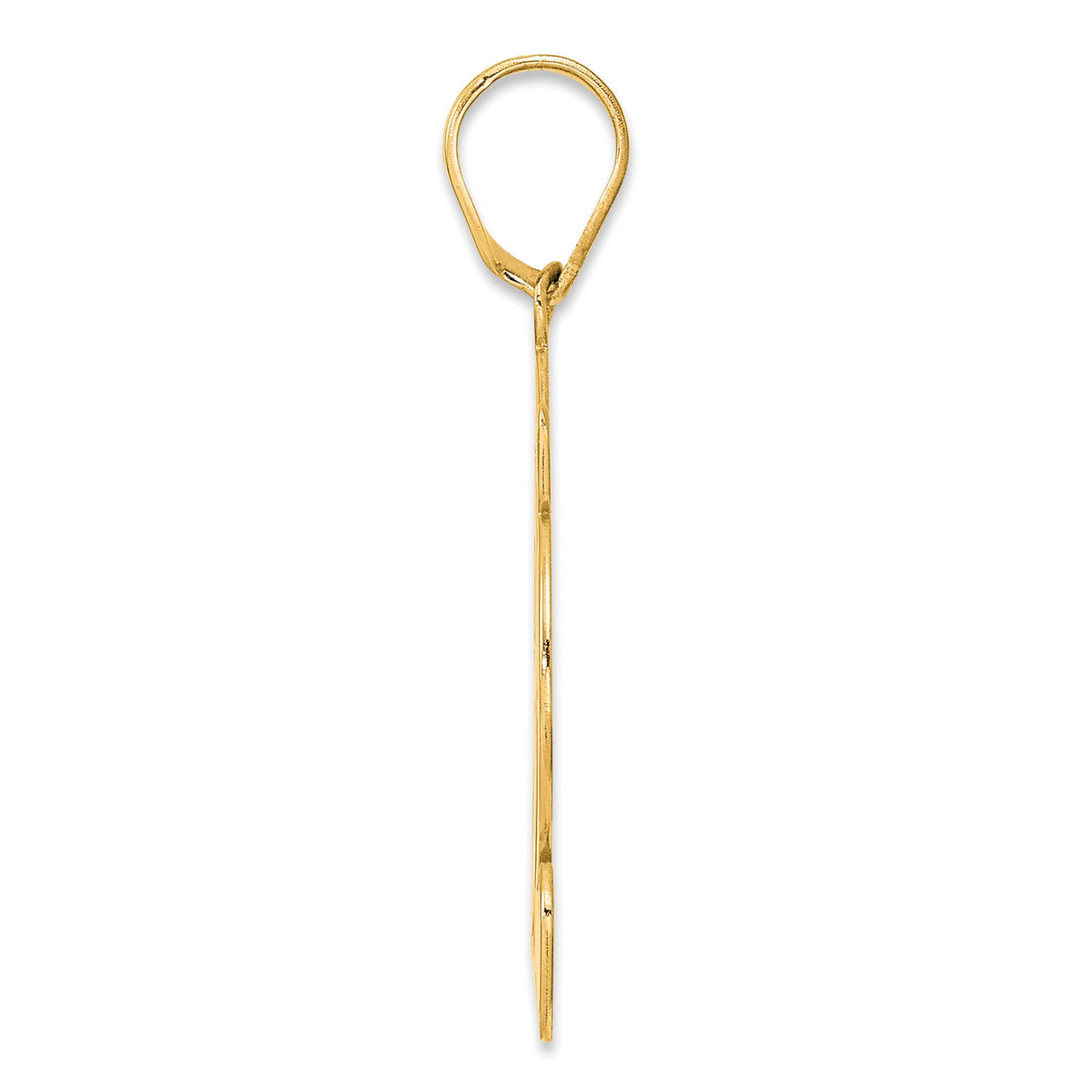 Brushed Border Script Number 32 Charm Pendant in Real 14k Yellow Gold