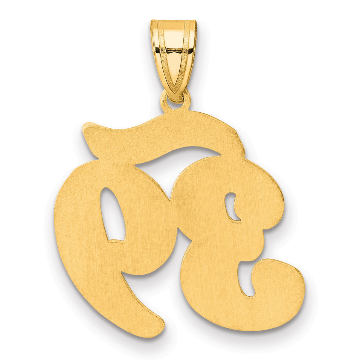 Brushed Border Script Number 39 Charm Pendant in Real 14k Yellow Gold