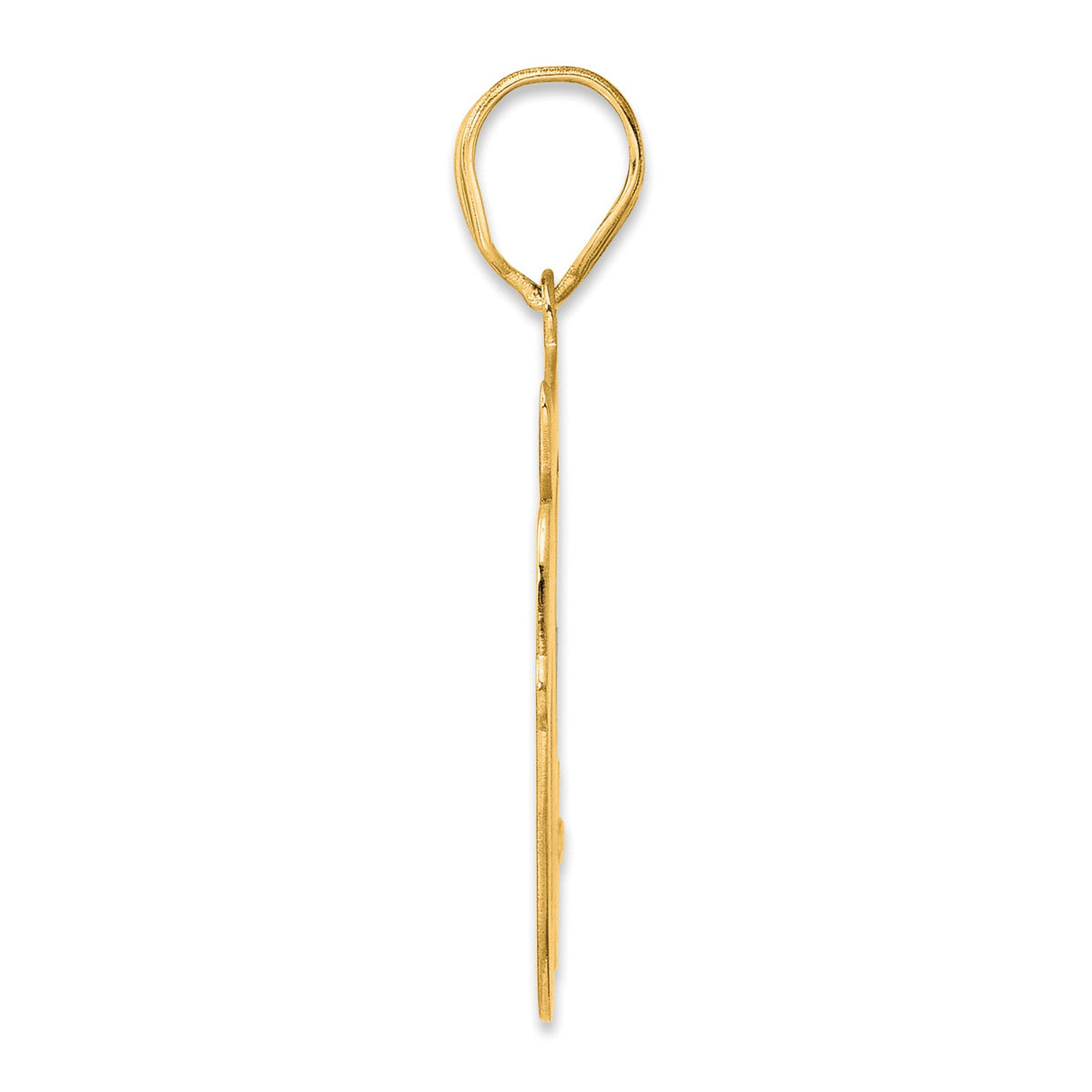 Brushed Border Script Number 50 Charm Pendant in Real 14k Yellow Gold