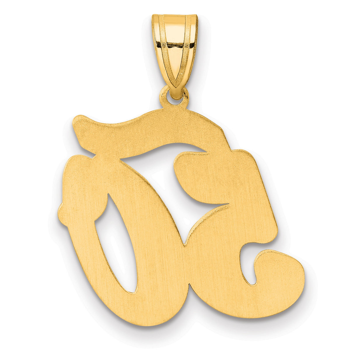 Brushed Border Script Number 50 Charm Pendant in Real 14k Yellow Gold