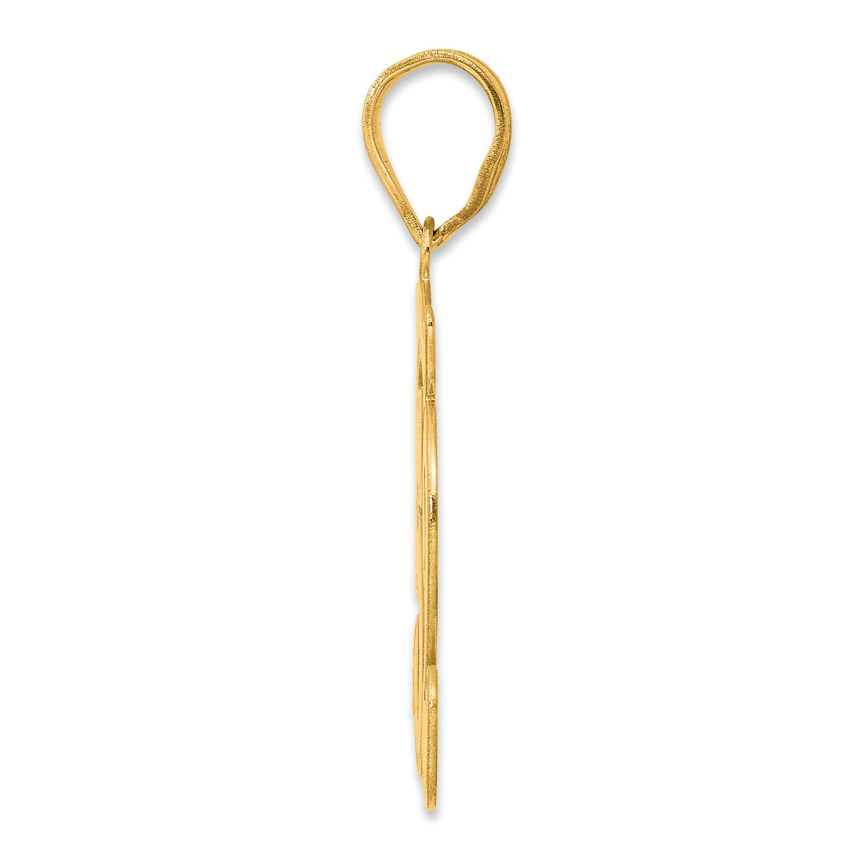 Brushed Border Script Number 52 Charm Pendant in Real 14k Yellow Gold