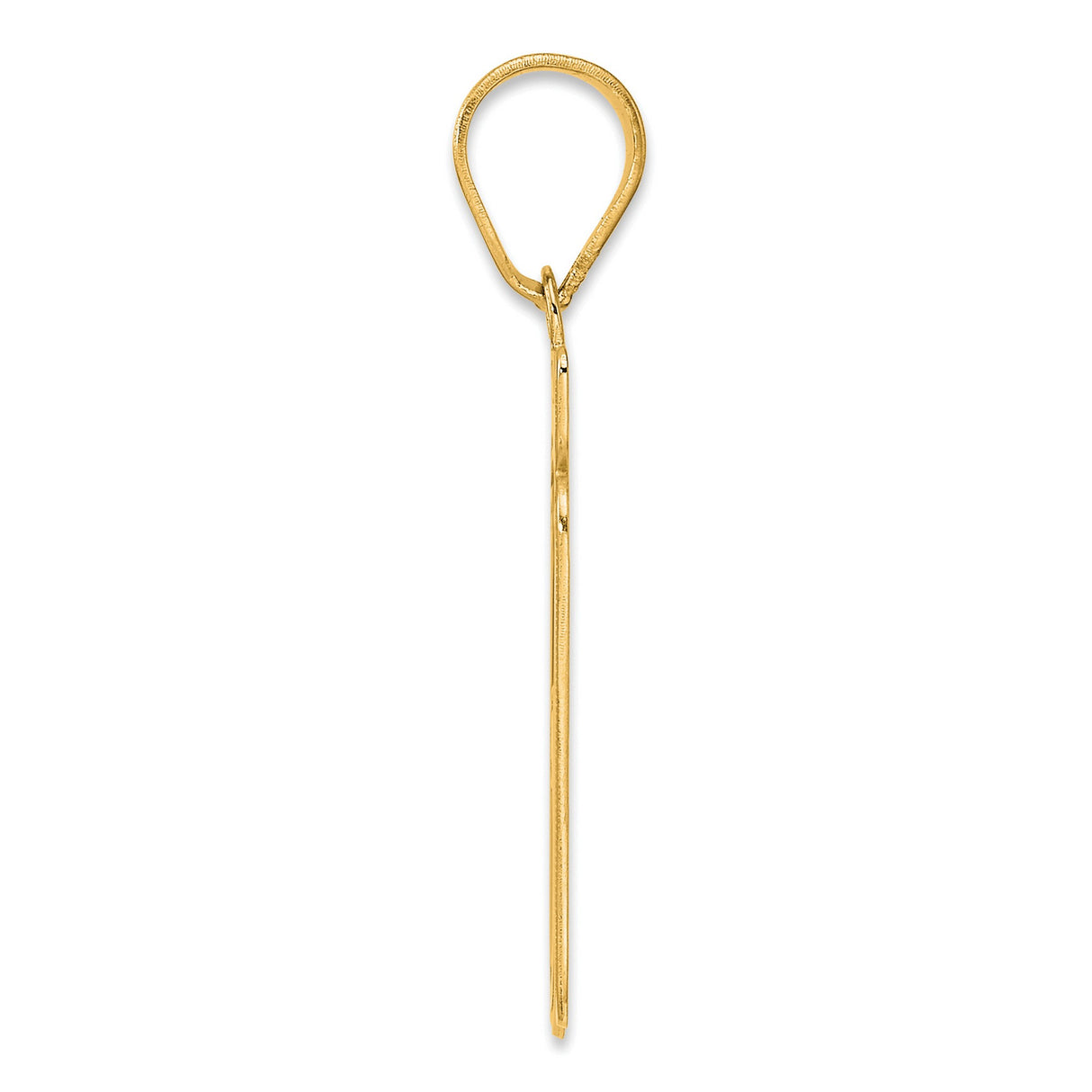 Brushed Border Script Number 61 Charm Pendant in Real 14k Yellow Gold