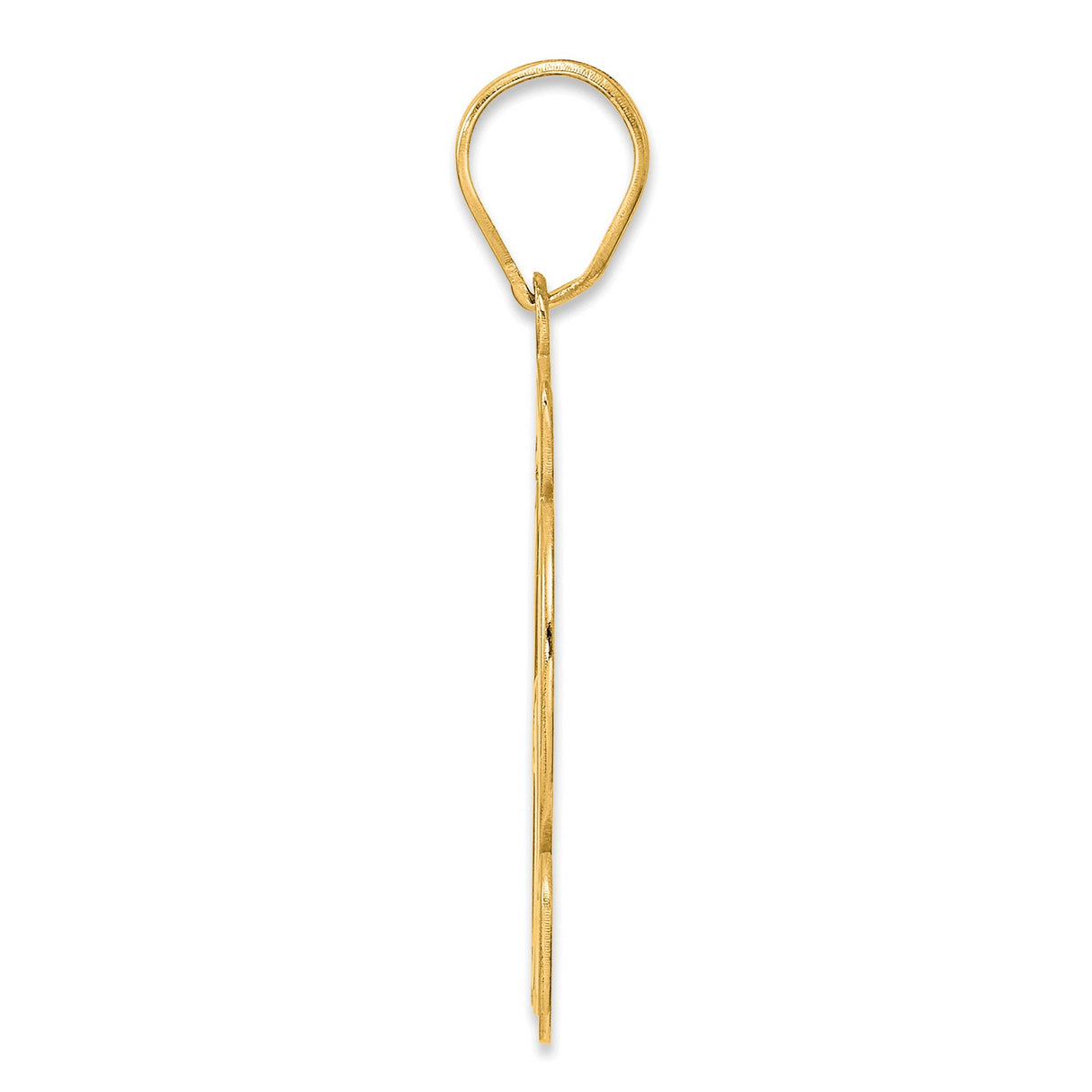 Brushed Border Script Number 62 Charm Pendant in Real 14k Yellow Gold