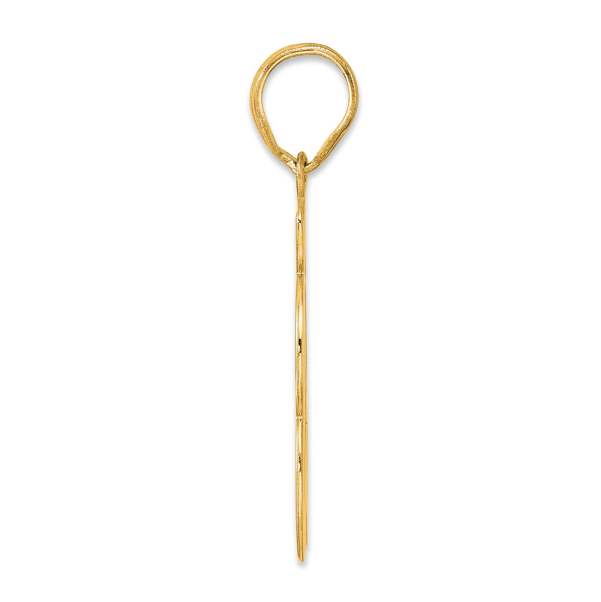 Brushed Border Script Number 63 Charm Pendant in Real 14k Yellow Gold