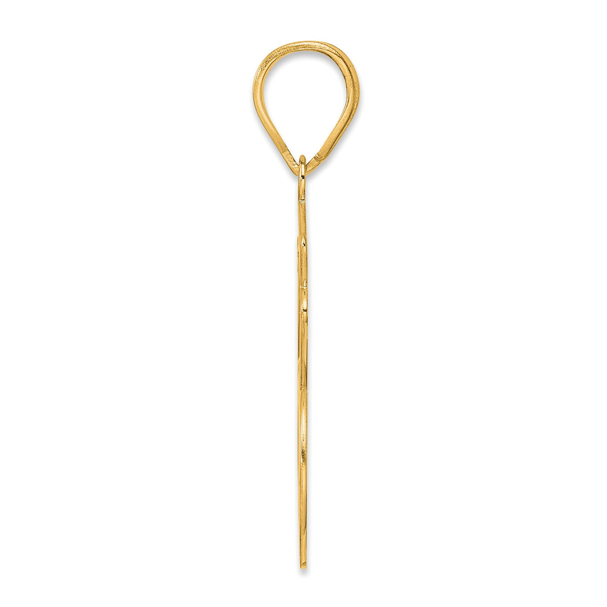 Brushed Border Script Number 66 Charm Pendant in Real 14k Yellow Gold