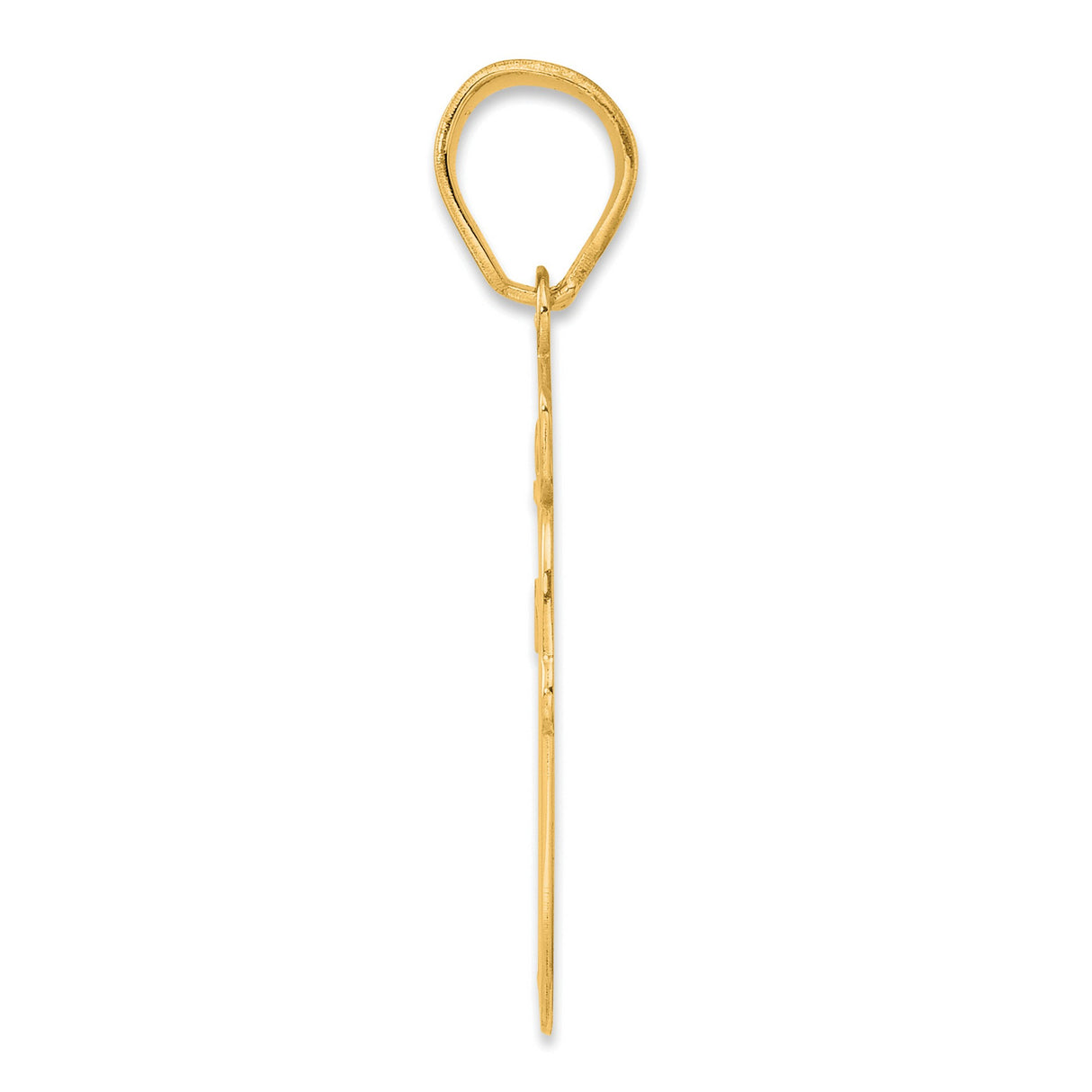 Brushed Border Script Number 70 Charm Pendant in Real 14k Yellow Gold