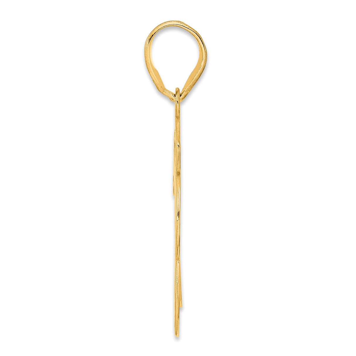 Brushed Border Script Number 73 Charm Pendant in Real 14k Yellow Gold