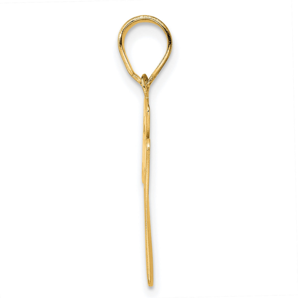 Brushed Border Script Number 77 Charm Pendant in Real 14k Yellow Gold