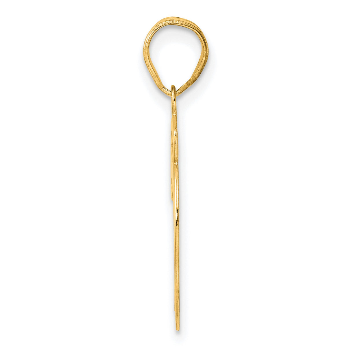 Brushed Border Script Number 79 Charm Pendant in Real 14k Yellow Gold