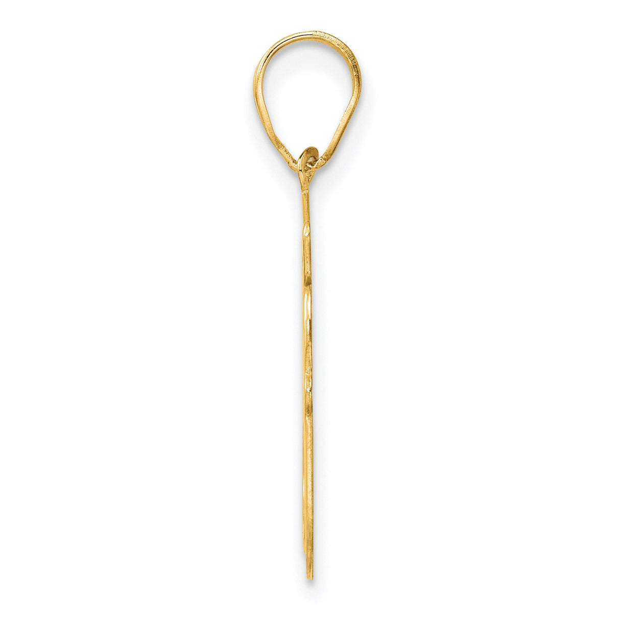 Brushed Border Script Number 80 Charm Pendant in Real 14k Yellow Gold