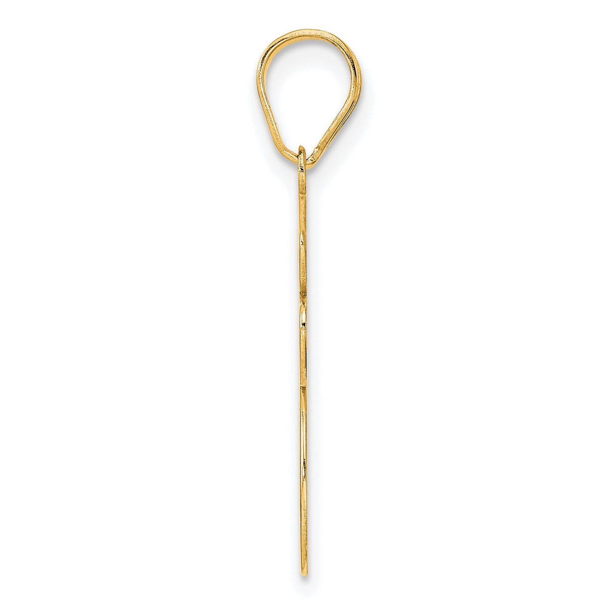 Brushed Border Script Number 85 Charm Pendant in Real 14k Yellow Gold