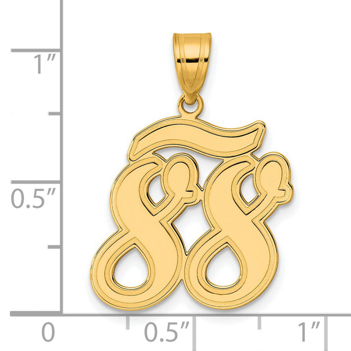 14k Yellow Gold Number 88 Pendant, Bold Script Charm, Hip Hop and Sports Style, Unisex