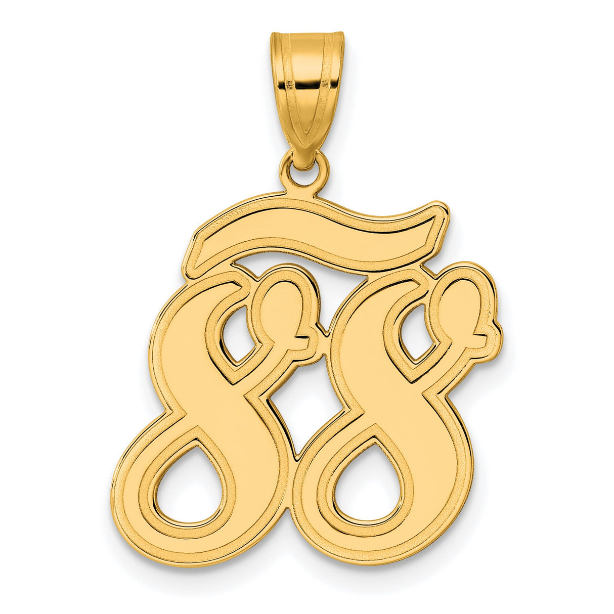 14k Yellow Gold Number 88 Pendant, Bold Script Charm, Hip Hop and Sports Style, Unisex