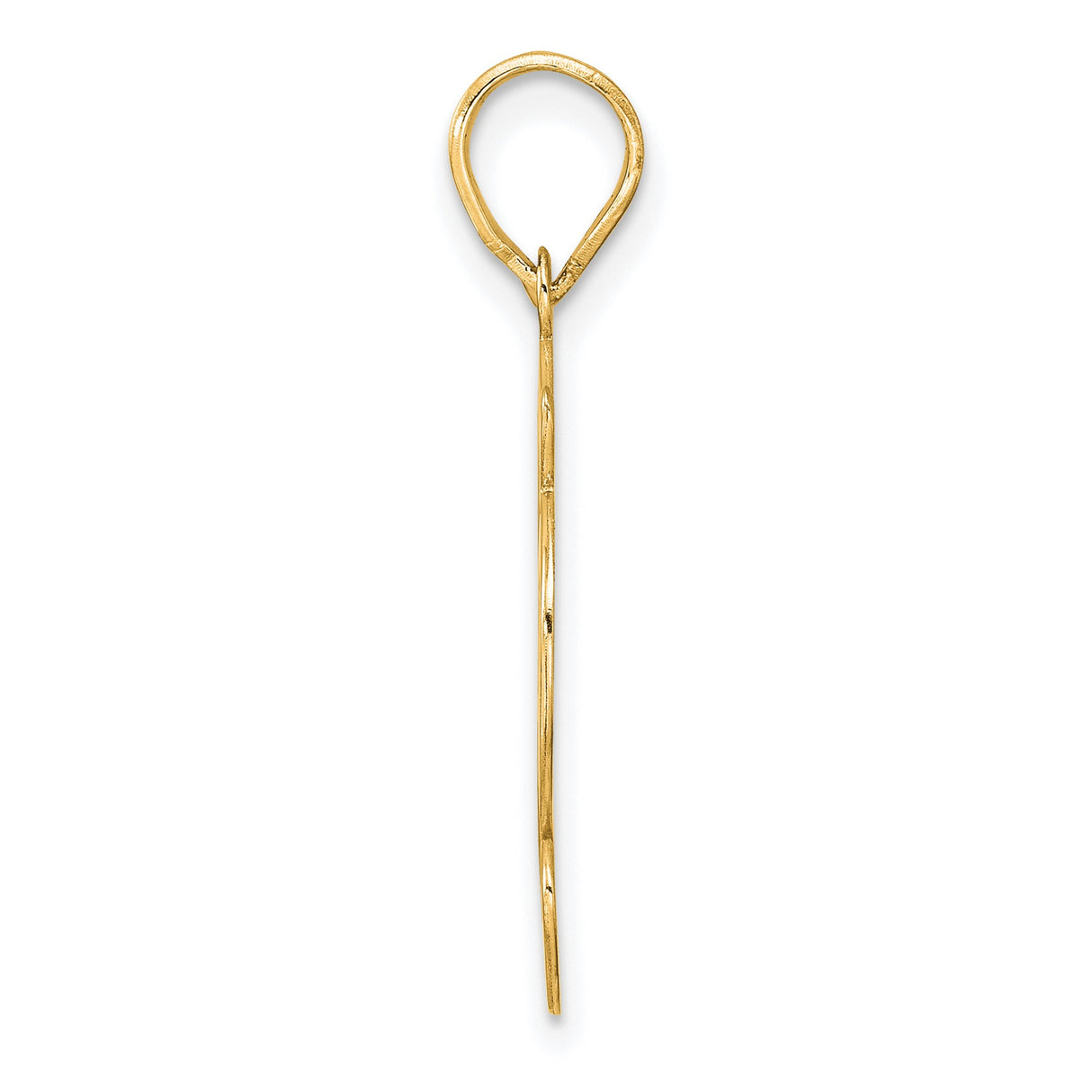 Brushed Border Script Number 92 Charm Pendant in Real 14k Yellow Gold