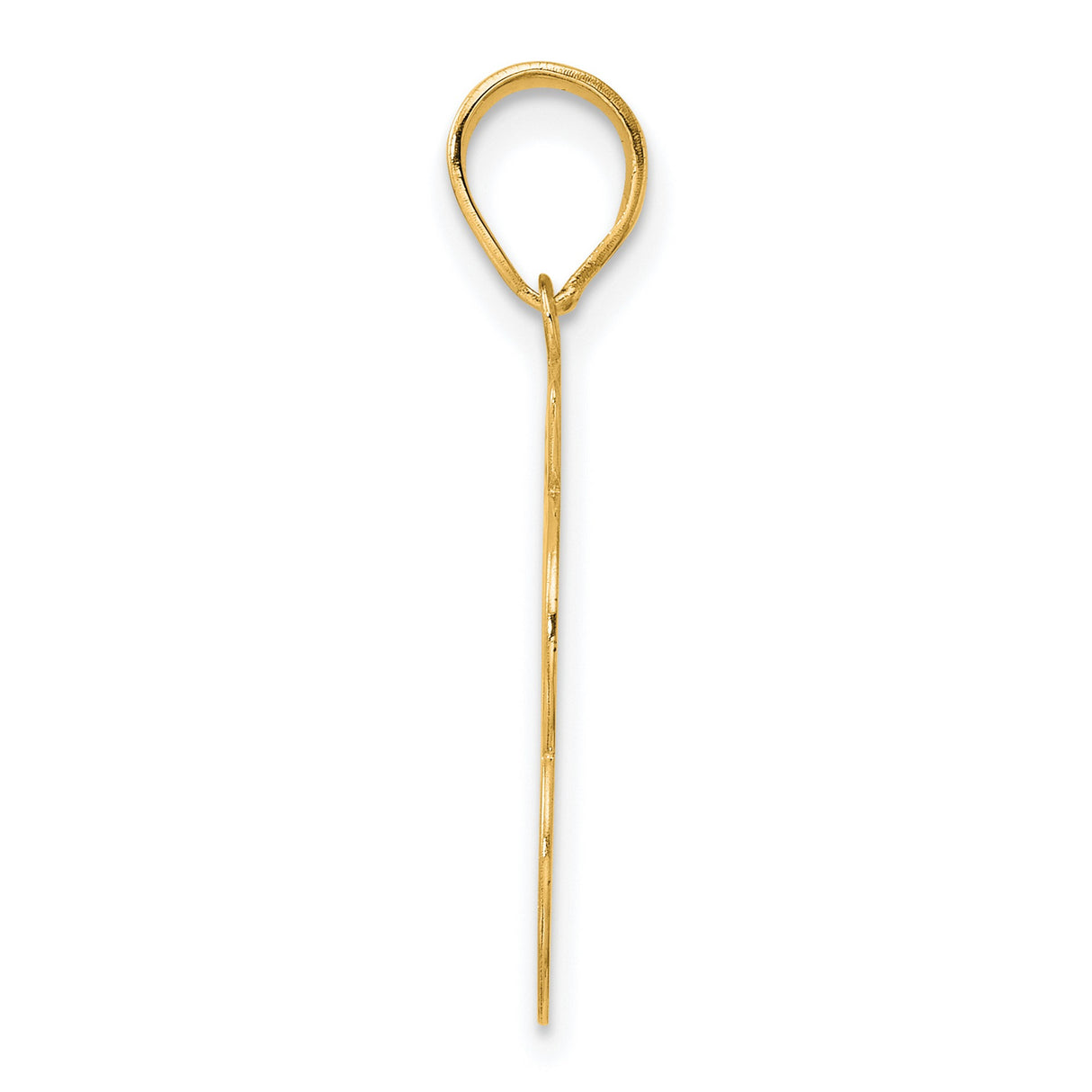 Brushed Border Script Number 93 Charm Pendant in Real 14k Yellow Gold