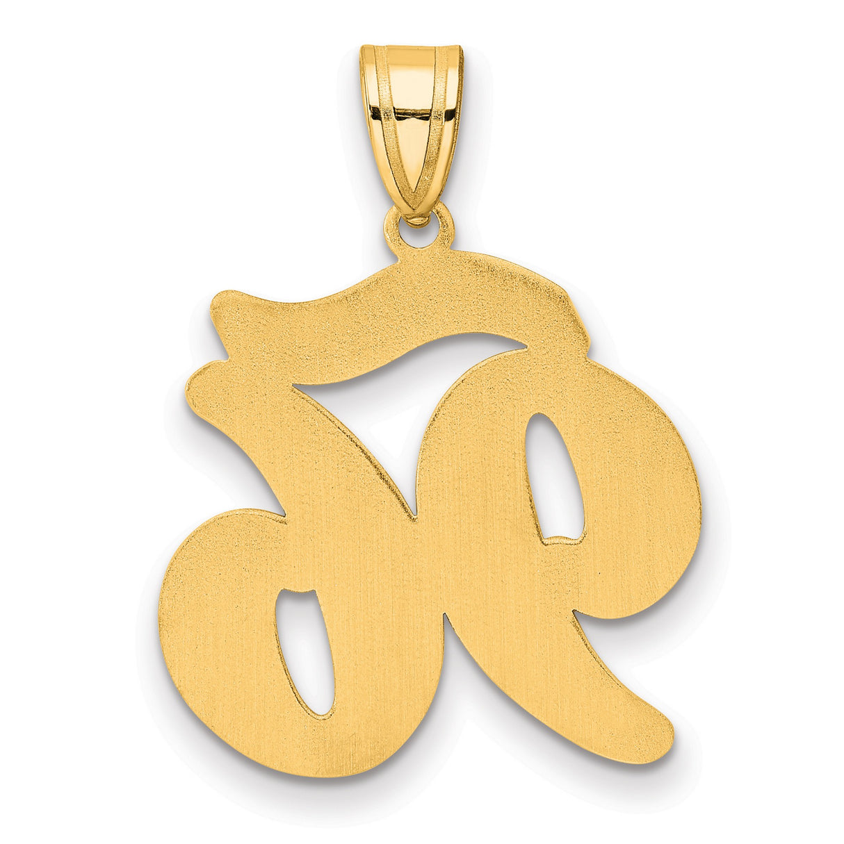 Brushed Border Script Number 96 Charm Pendant in Real 14k Yellow Gold