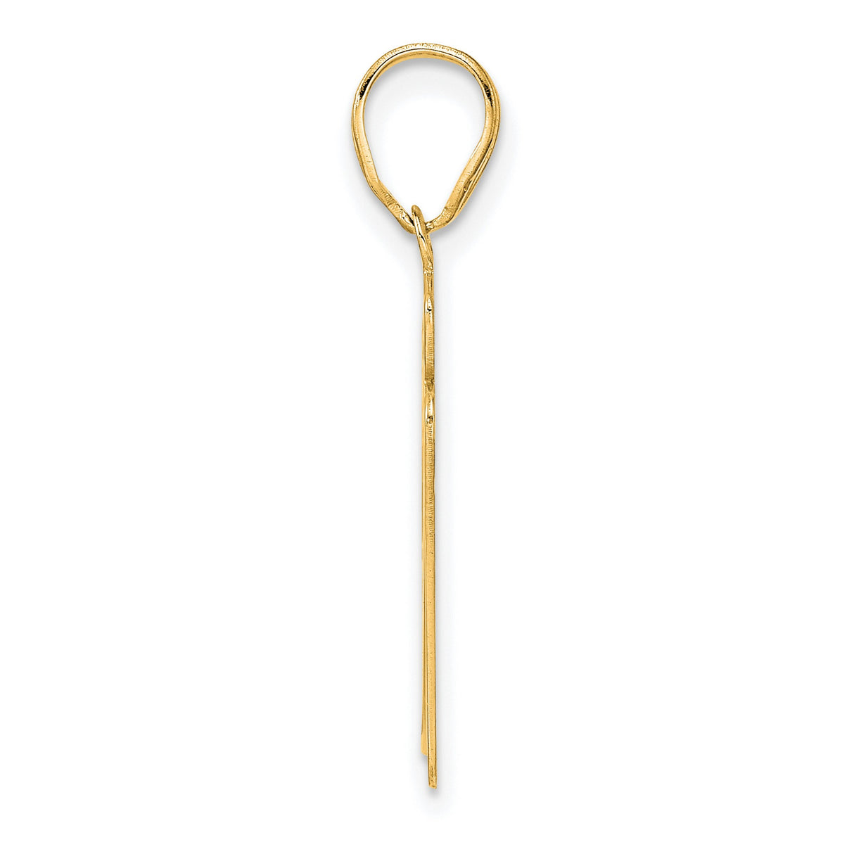 Brushed Border Script Number 97 Charm Pendant in Real 14k Yellow Gold