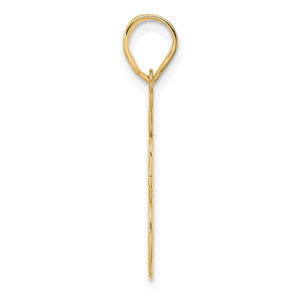 Brushed Border Script Number 98 Charm Pendant in Real 14k Yellow Gold