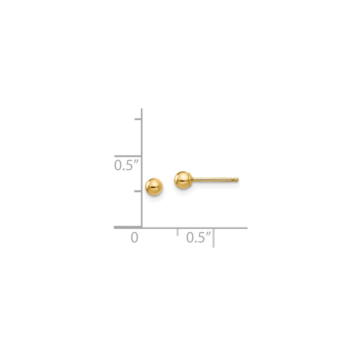 14k Yellow Gold Ball Stud Earrings, Polished Sphere Design, Minimalist Unisex Style