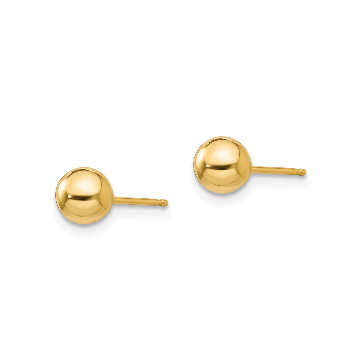 14k Yellow Gold Ball Stud Earrings, Classic Polished Round Design for Women