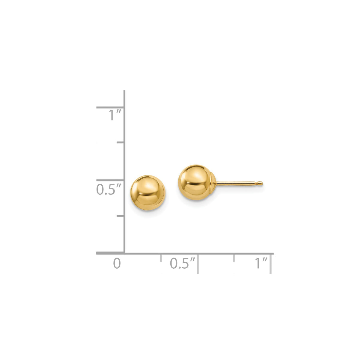 14k Yellow Gold Ball Stud Earrings, Polished Sphere Design, Minimalist Everyday Style for Women