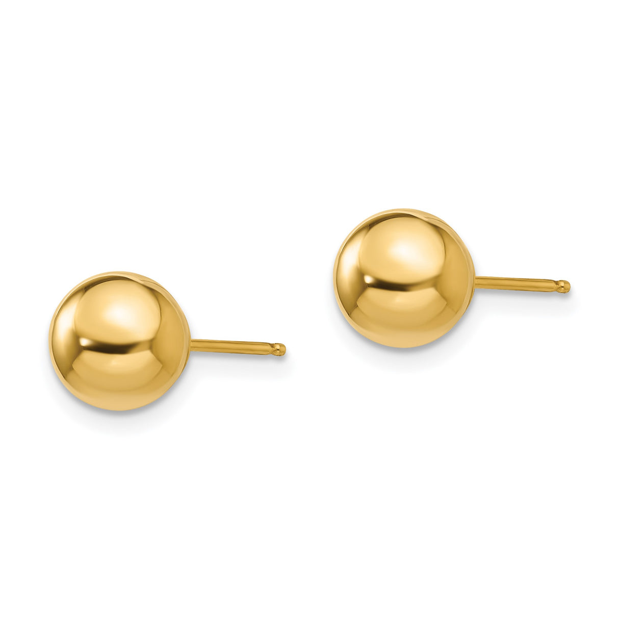 14k Yellow Gold Ball Stud Earrings, Classic Polished Minimalist Design for Women and Unisex Wear