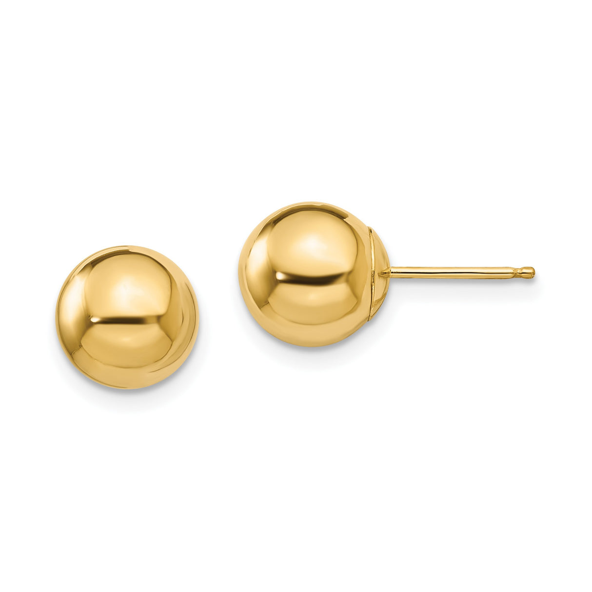 14k Yellow Gold Ball Stud Earrings, Classic Polished Sphere Design for Women