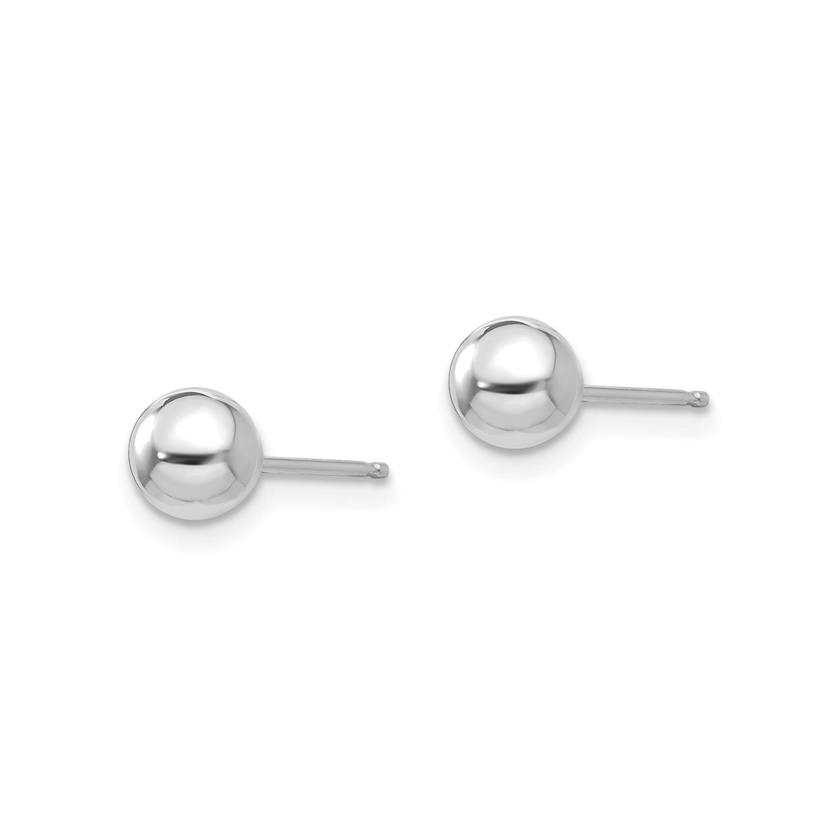 14k White Gold Ball Stud Earrings, Polished Sphere Design, Minimalist Style for Women