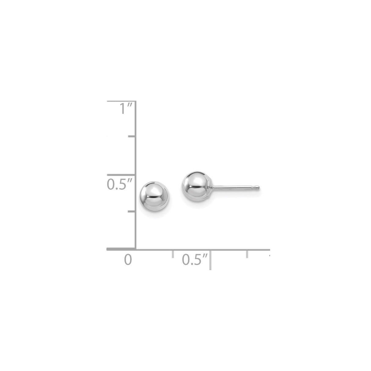 14k White Gold Ball Stud Earrings, Polished Sphere Design, Minimalist Style for Women