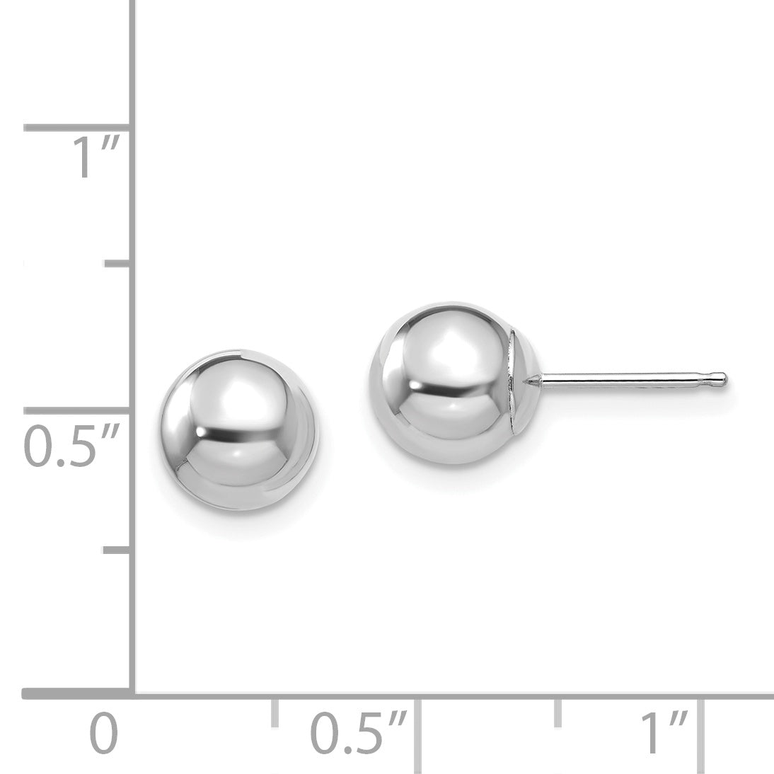 14k White Gold Ball Stud Earrings, Classic Polished Sphere Design for Women