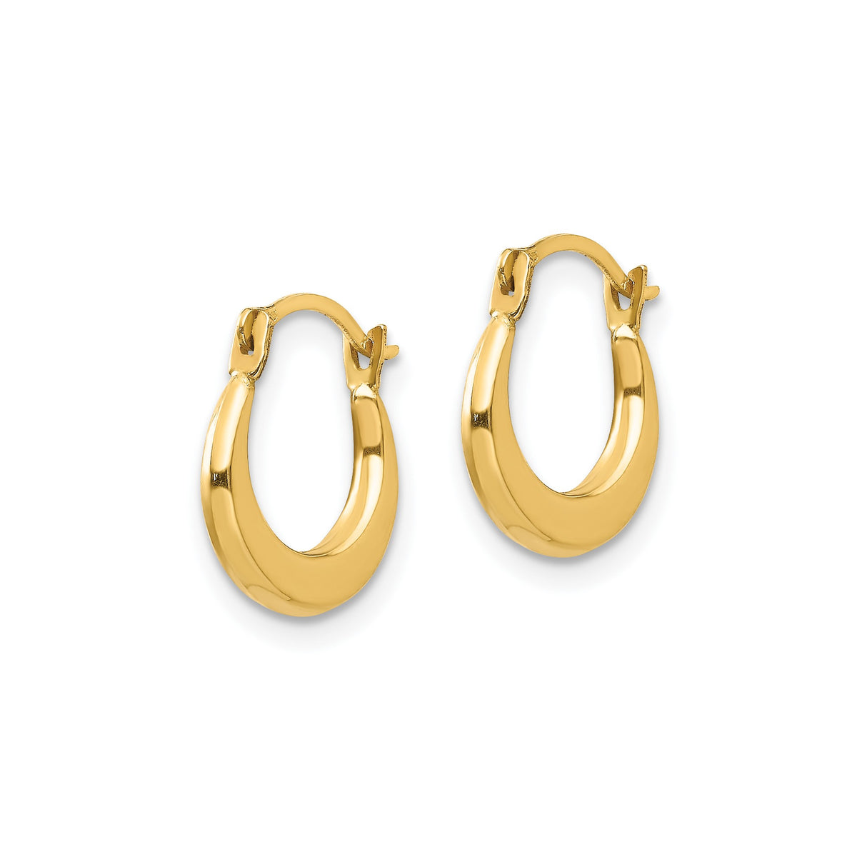 14k Yellow Gold Hoop Earrings, Classic Round Hinged Design with Polished Finish for Women