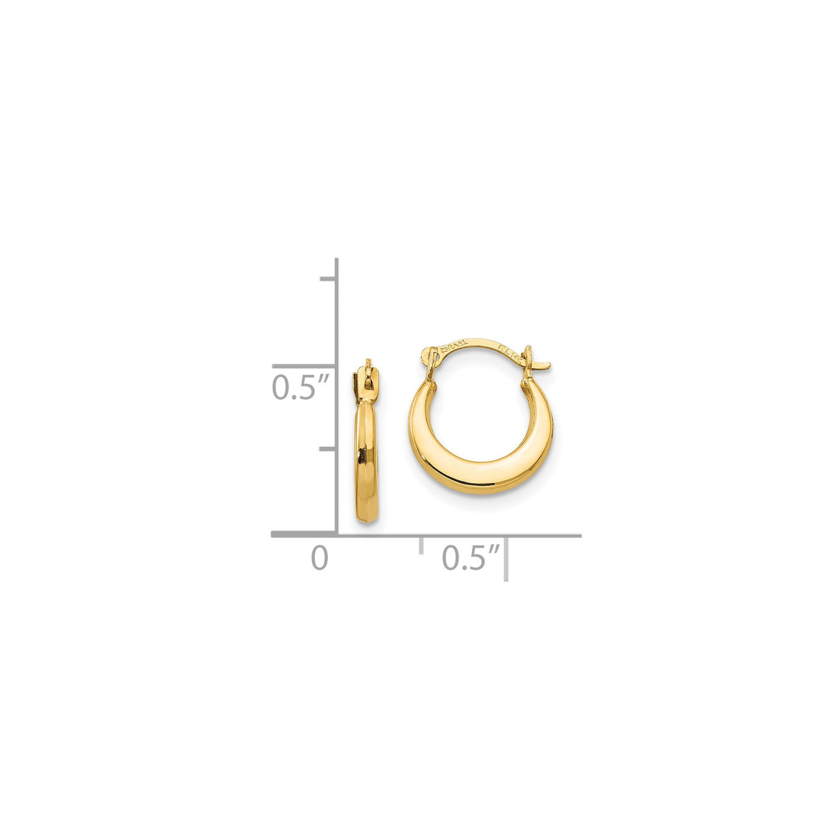 14k Yellow Gold Hoop Earrings, Classic Round Hinged Design with Polished Finish for Women