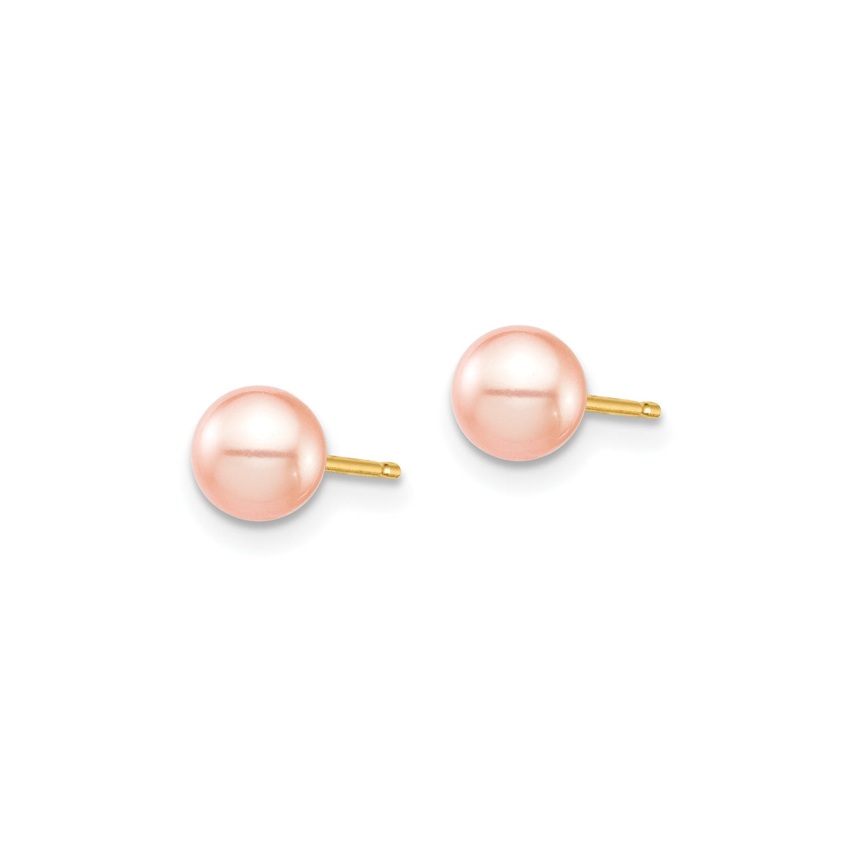 14k Yellow Gold Stud Earrings with Soft Pink Cultured Freshwater Pearls, Dainty Minimalist Design